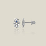 Sapphire & CZ Hamsa Stud Earrings