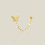 Butterfly & Ball Chain Double Stud Earring