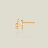 CZ Treble Clef Stud Earrings