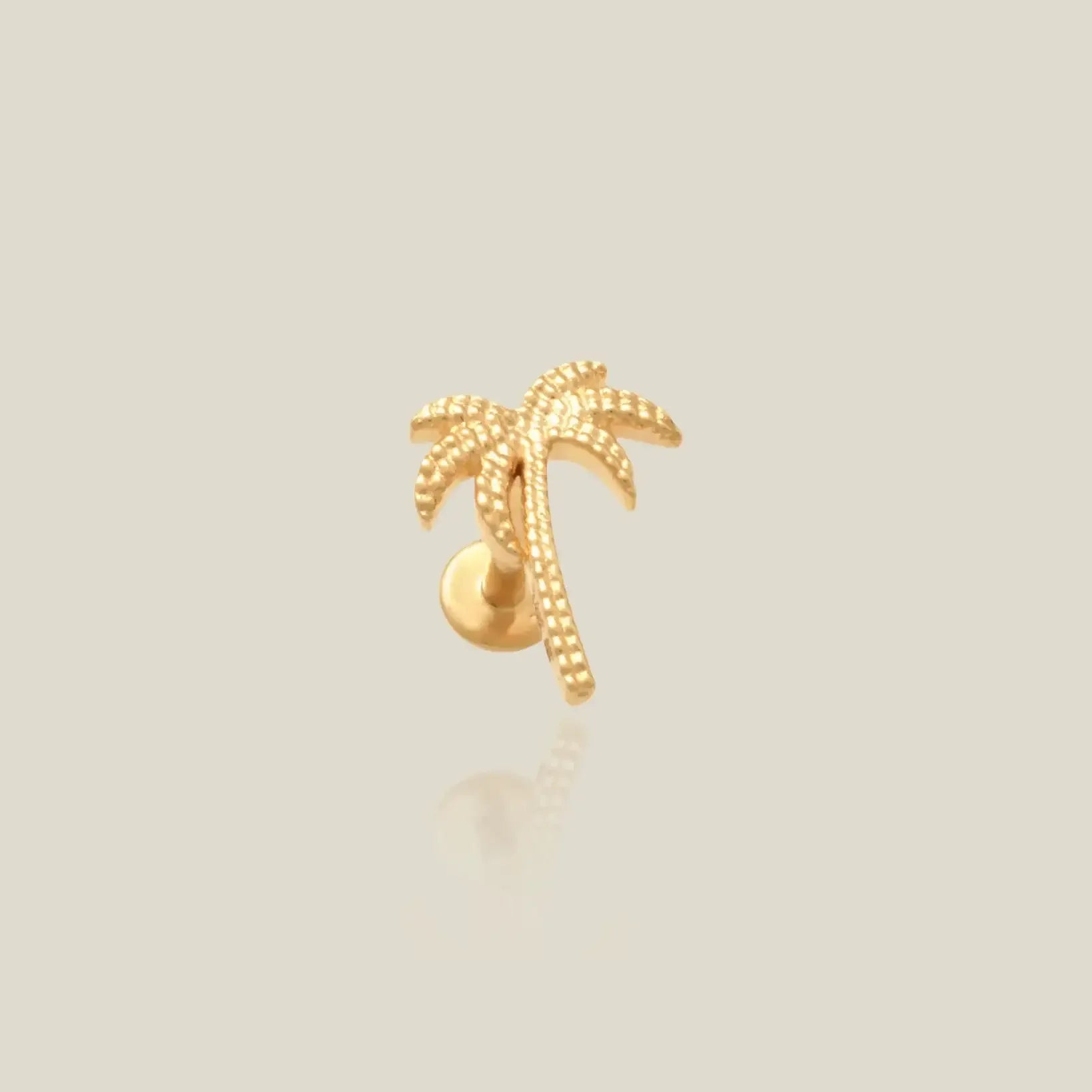 14K Solid Gold Palm Tree Stud – Anygolds
