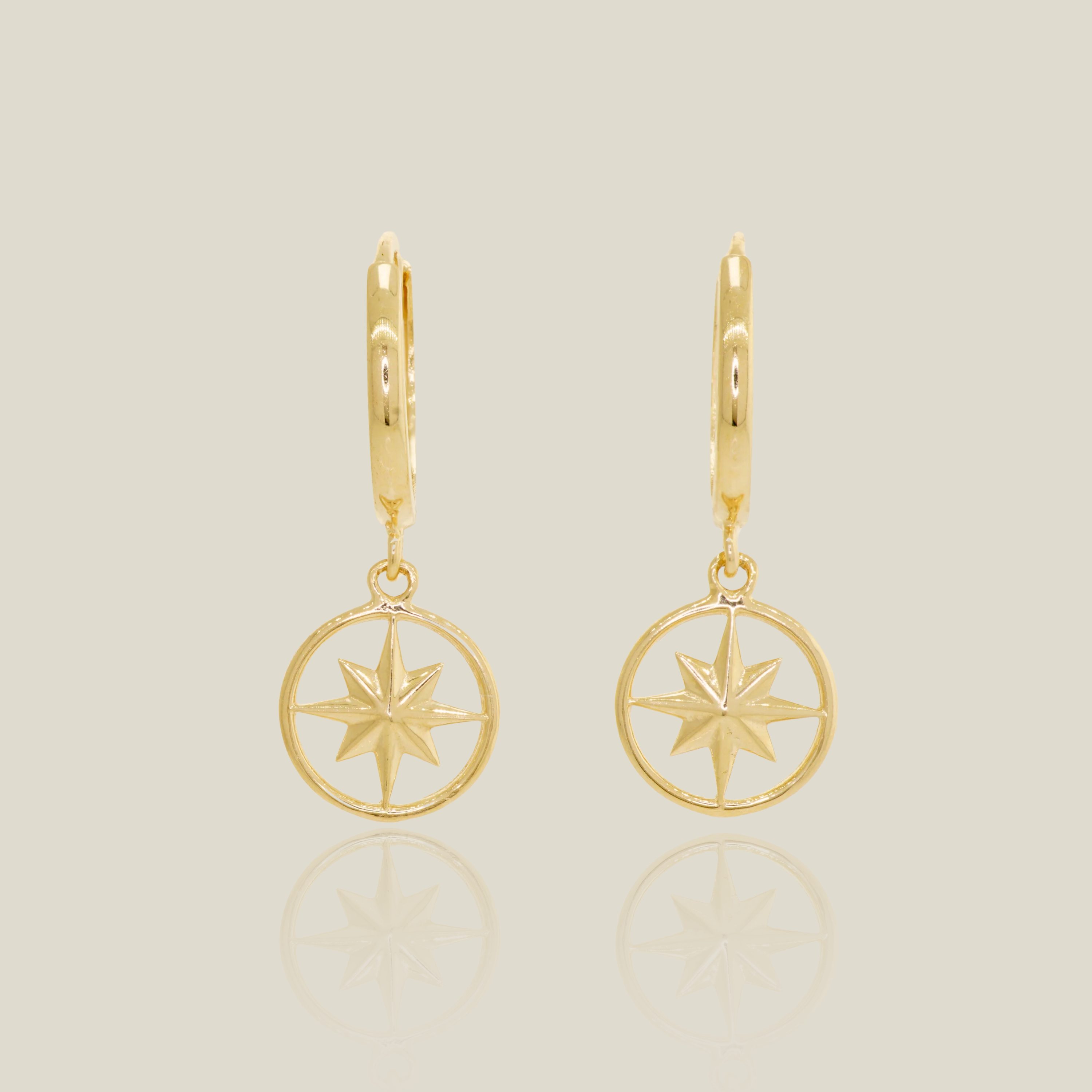 Star Compass Drop Earrings - Anygolds