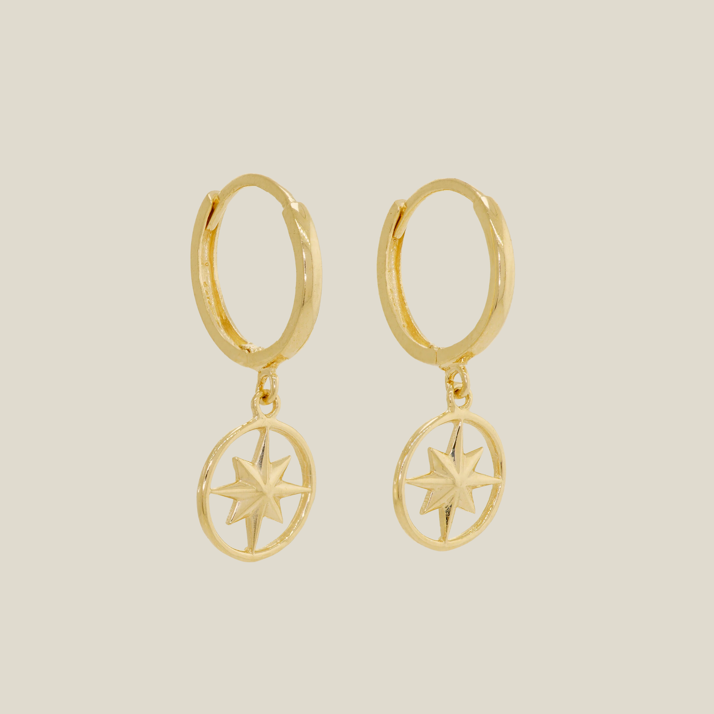 Star Compass Drop Earrings - Anygolds