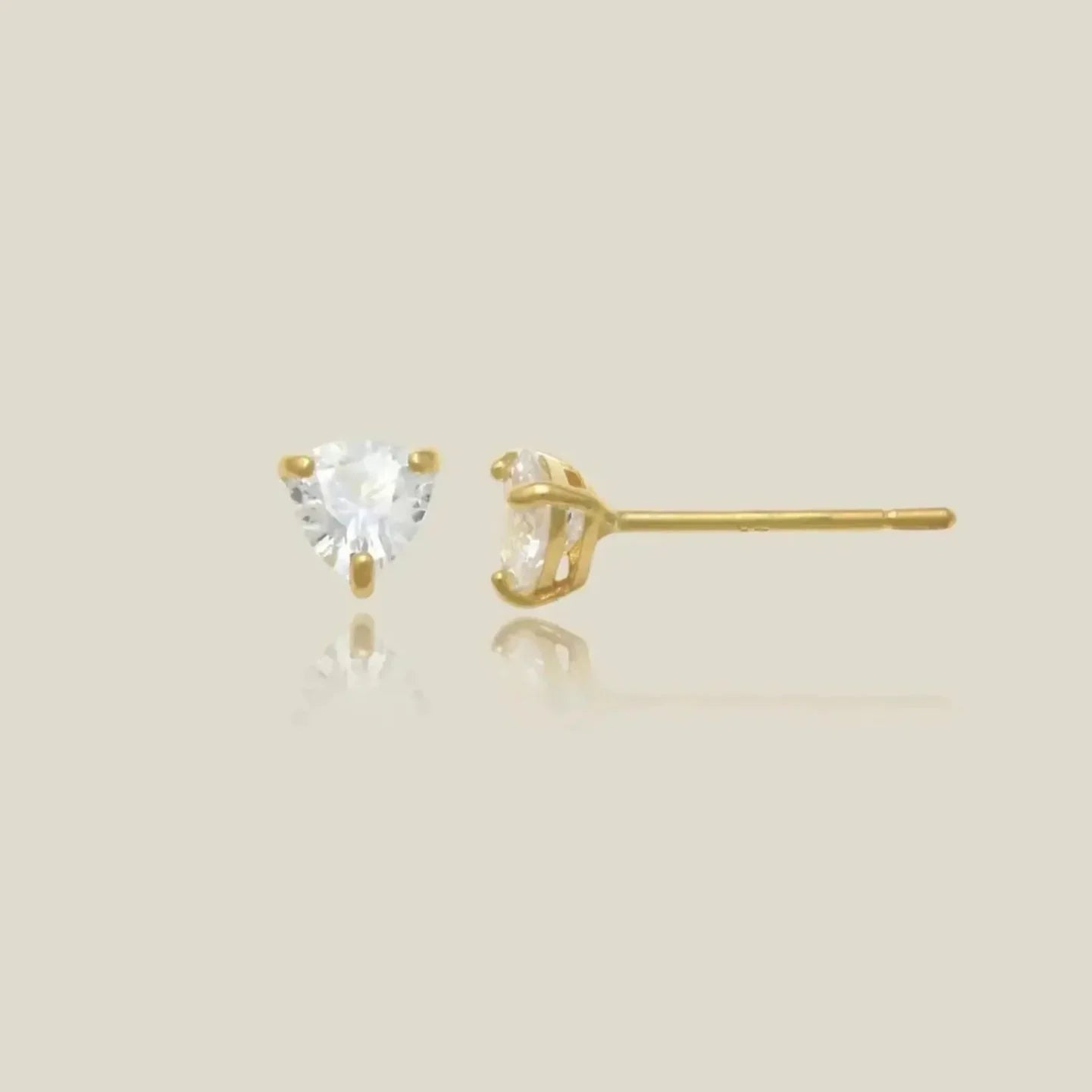14K Solid Gold Trillion CZ Stud Earrings – Anygolds