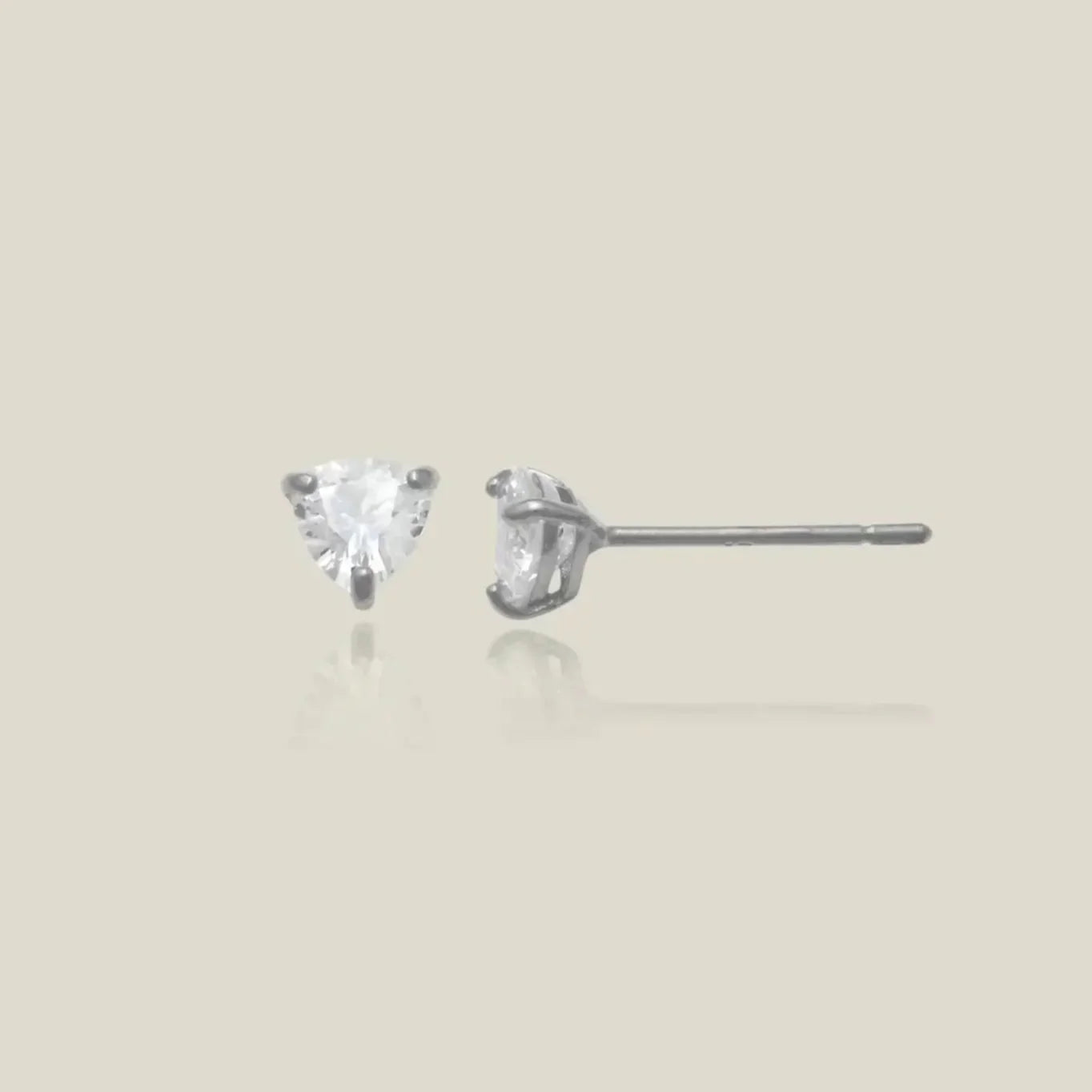 14K Solid Gold Trillion CZ Stud Earrings – Anygolds