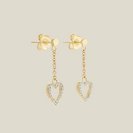 Micro-Pavé Diamond Heart Drop Earrings - Anygolds