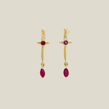 Ruby Dagger Sword Stud Earrings ( Pair, Single) - Anygolds