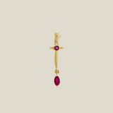 Ruby Dagger Sword Stud Earrings ( Pair, Single) - Anygolds