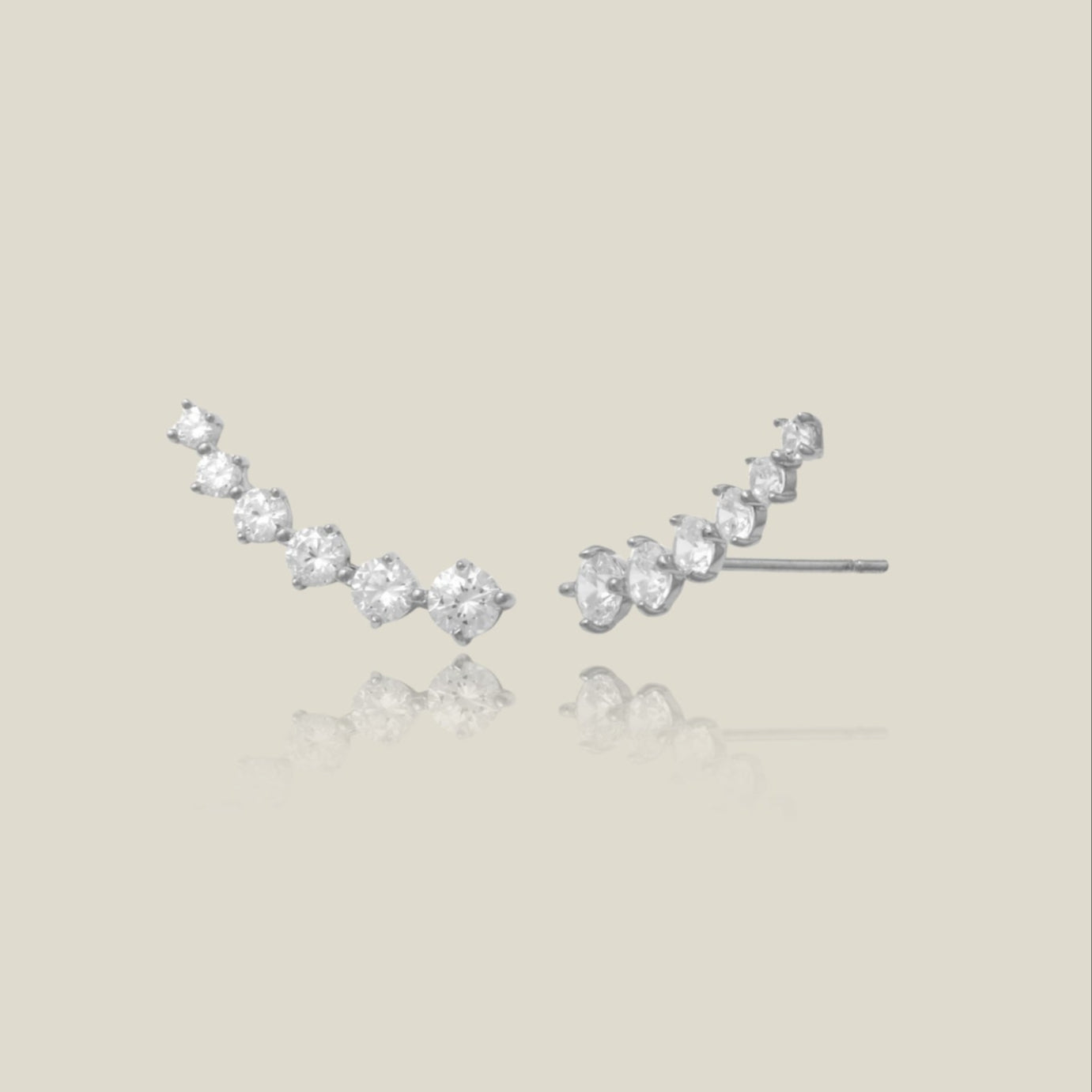 Graduated Climber CZ Stud Earrings - Anygolds