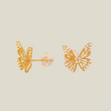 Medium CZ Butterfly Stud Earrings - Anygolds