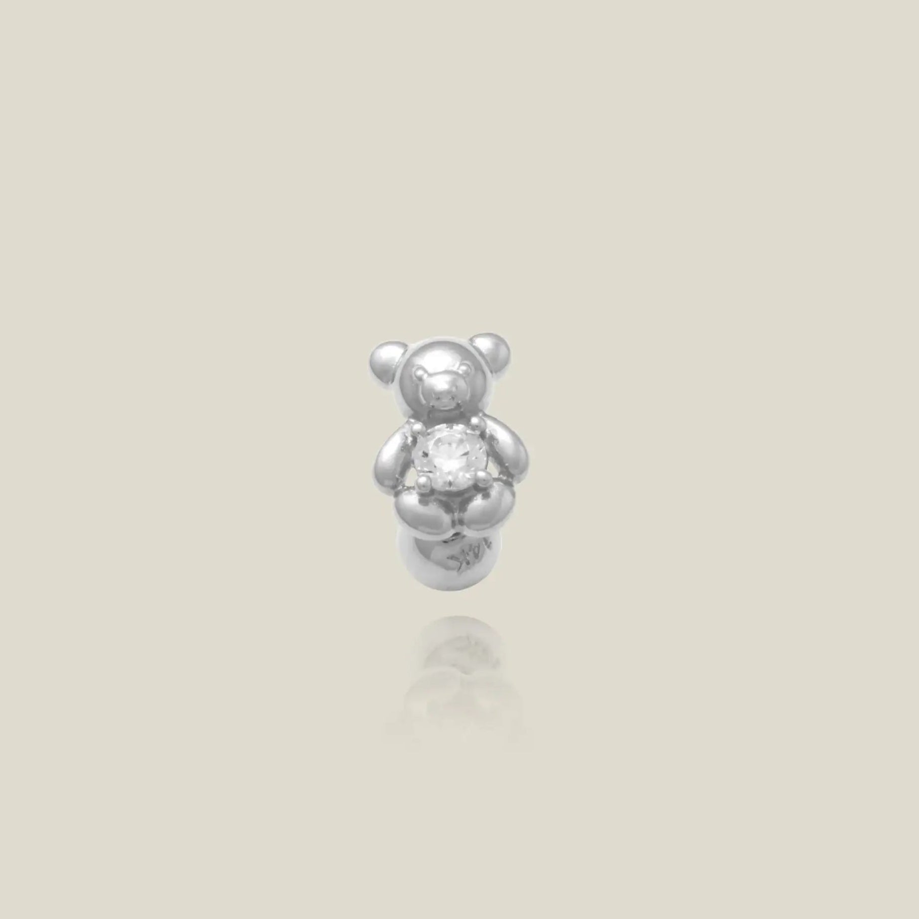 14K Solid Gold Teddy Bear with Stone Stud – Anygolds