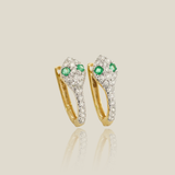 Diamond Emerald Snake Eyes Hoop Earrings - Anygolds