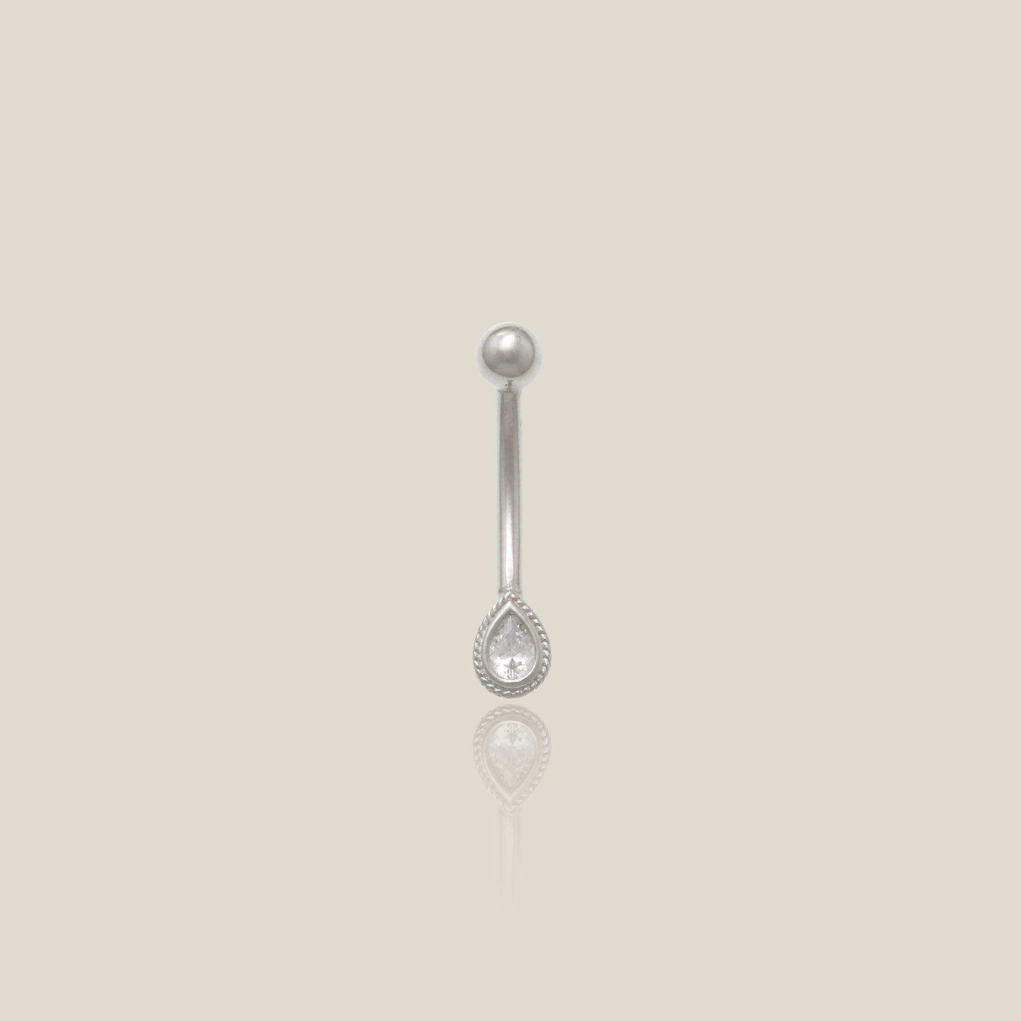 Teardrop Stone Curved Barbell - 16G