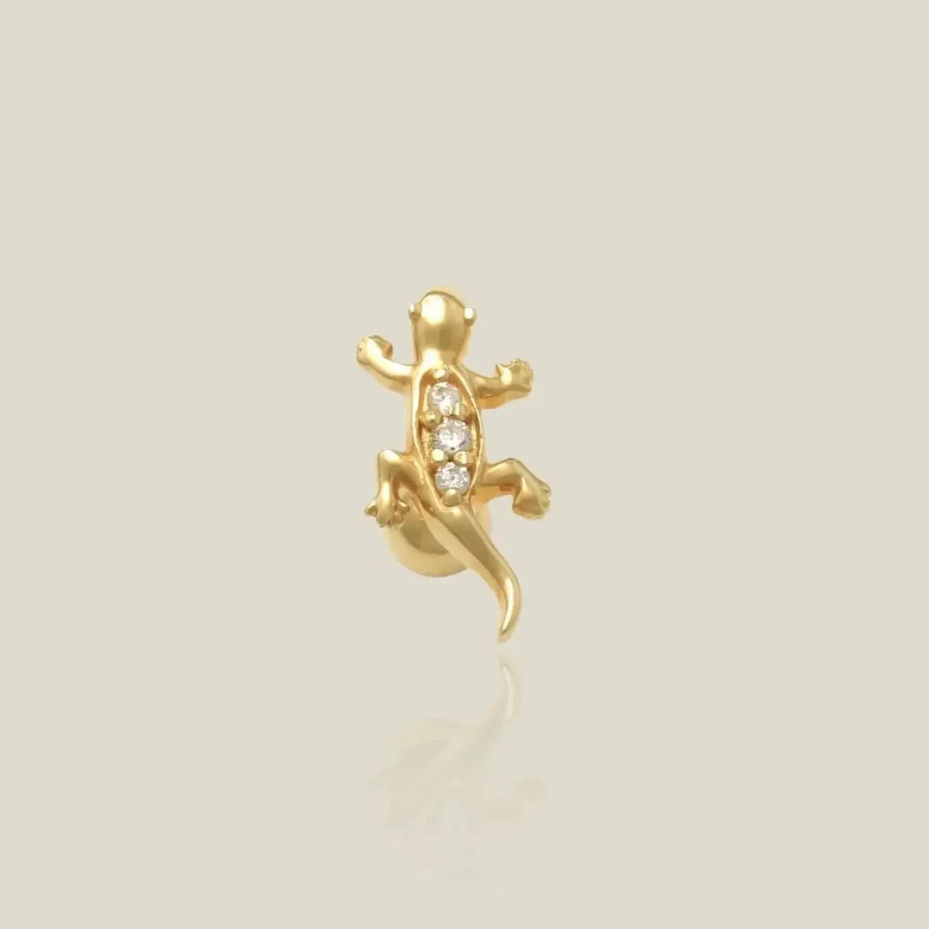 14K Solid Gold Baby Lizard CZ Stud – Anygolds