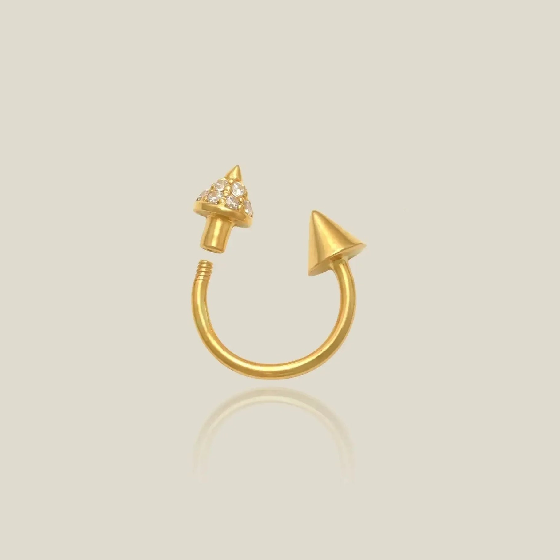 14K Solid Gold Spike Horseshoe Hoop – Anygolds