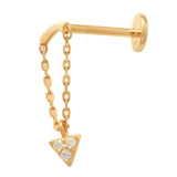 Curved Bar & Triangle Charm Stud (Internal Thread) - Anygolds