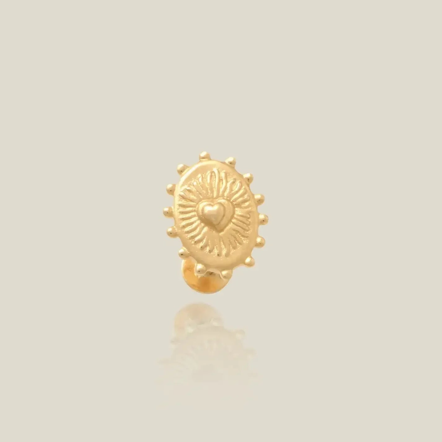 14K Solid Gold Radiant Heart Oval Stud – Anygolds