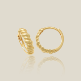 Rope Sculpted Cable Huggie Hoop Earrings - Anygolds