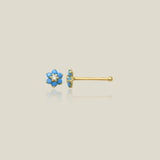 Piercing Hueso Nariz Flor Turquesa