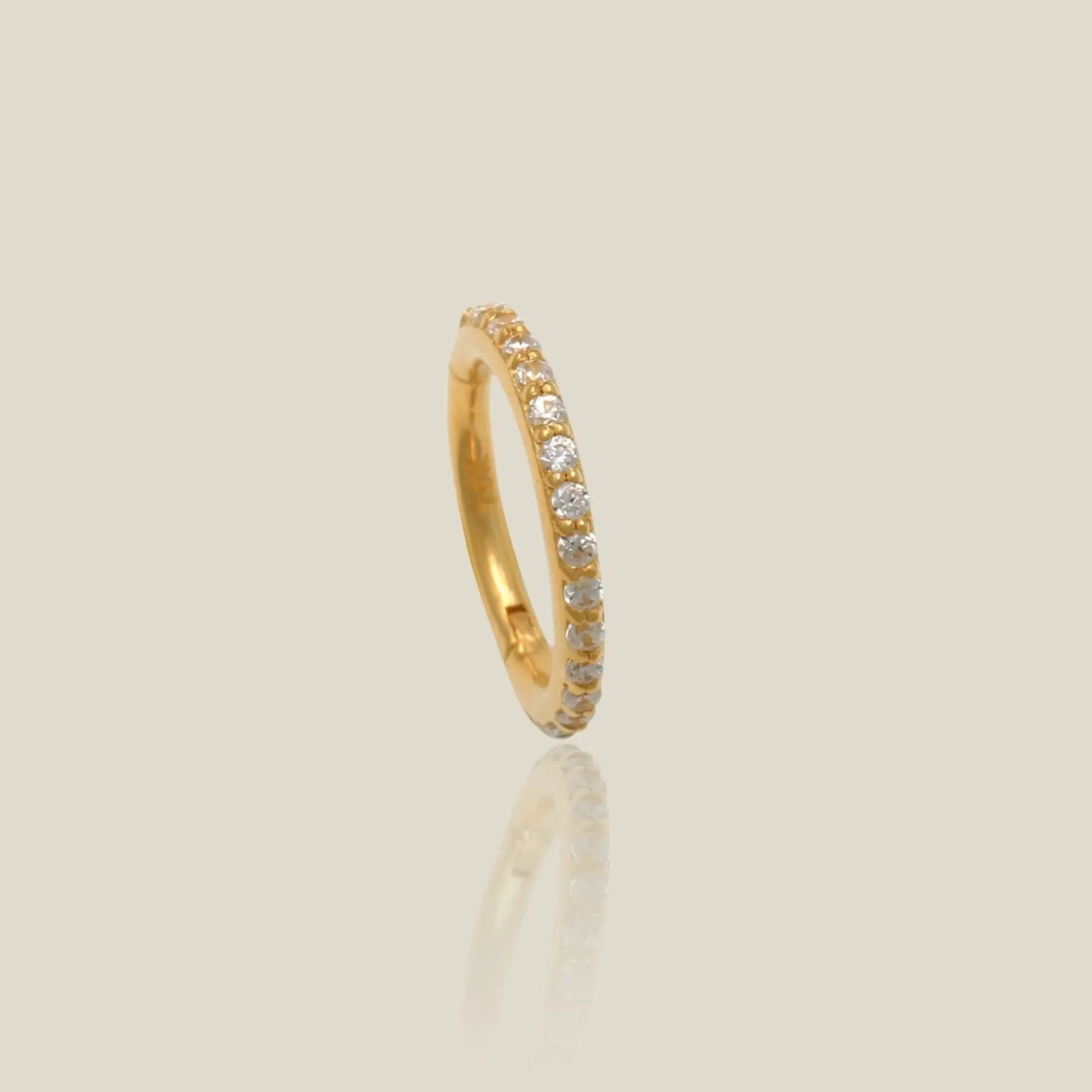 14K Solid Gold Essential CZ Clicker Hoop – Anygolds