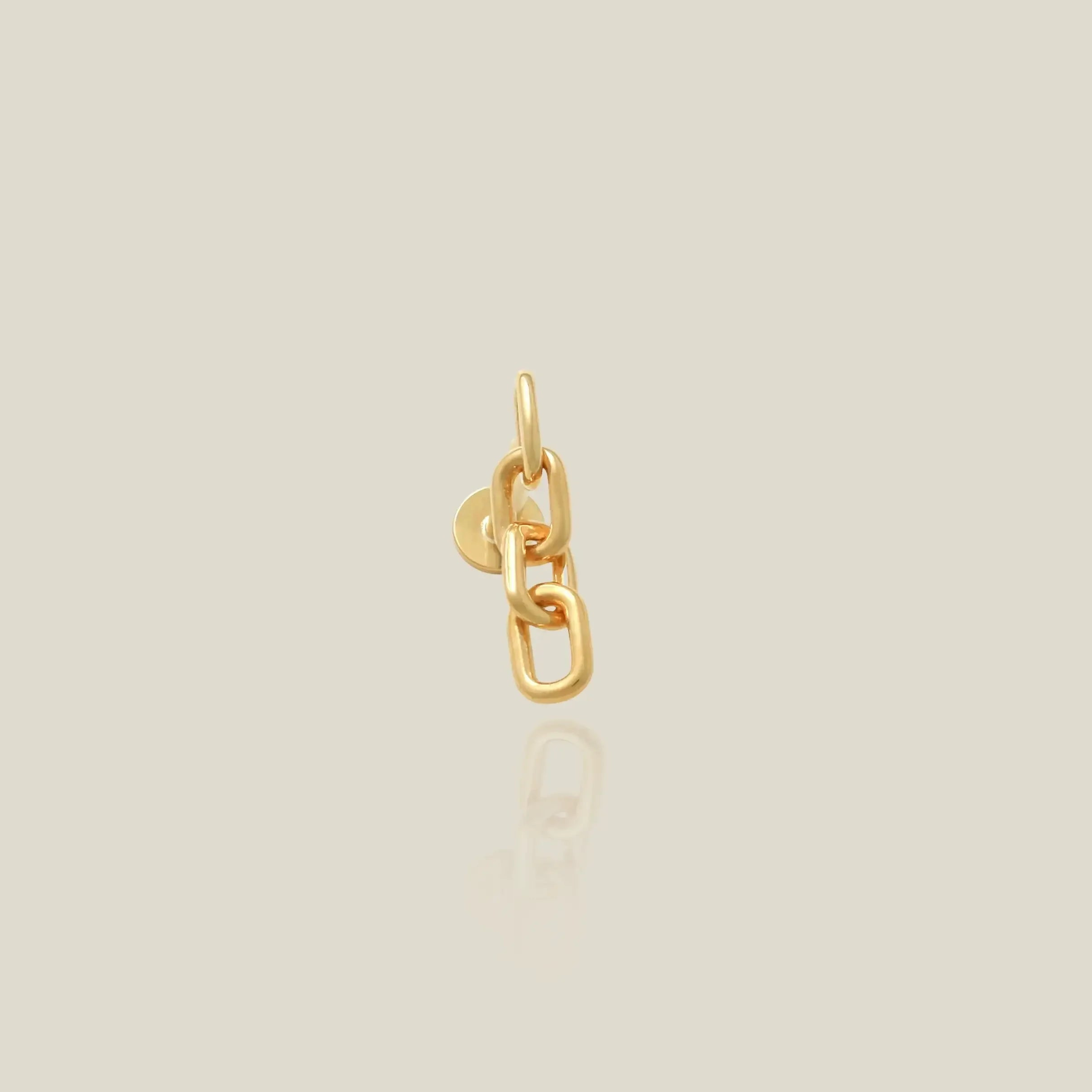 14K Solid Gold Oval Chain Link Stud – Anygolds