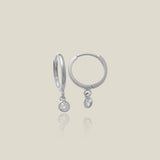 Bezel Diamond Drop Huggie Hoop Earrings