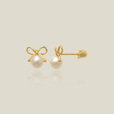 Pearl & Bow Stud Earrings