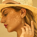 Triple Bezel Chain Threader Earrings - Anygolds