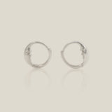 Crescent Moon Face Huggie Hoop Earrings