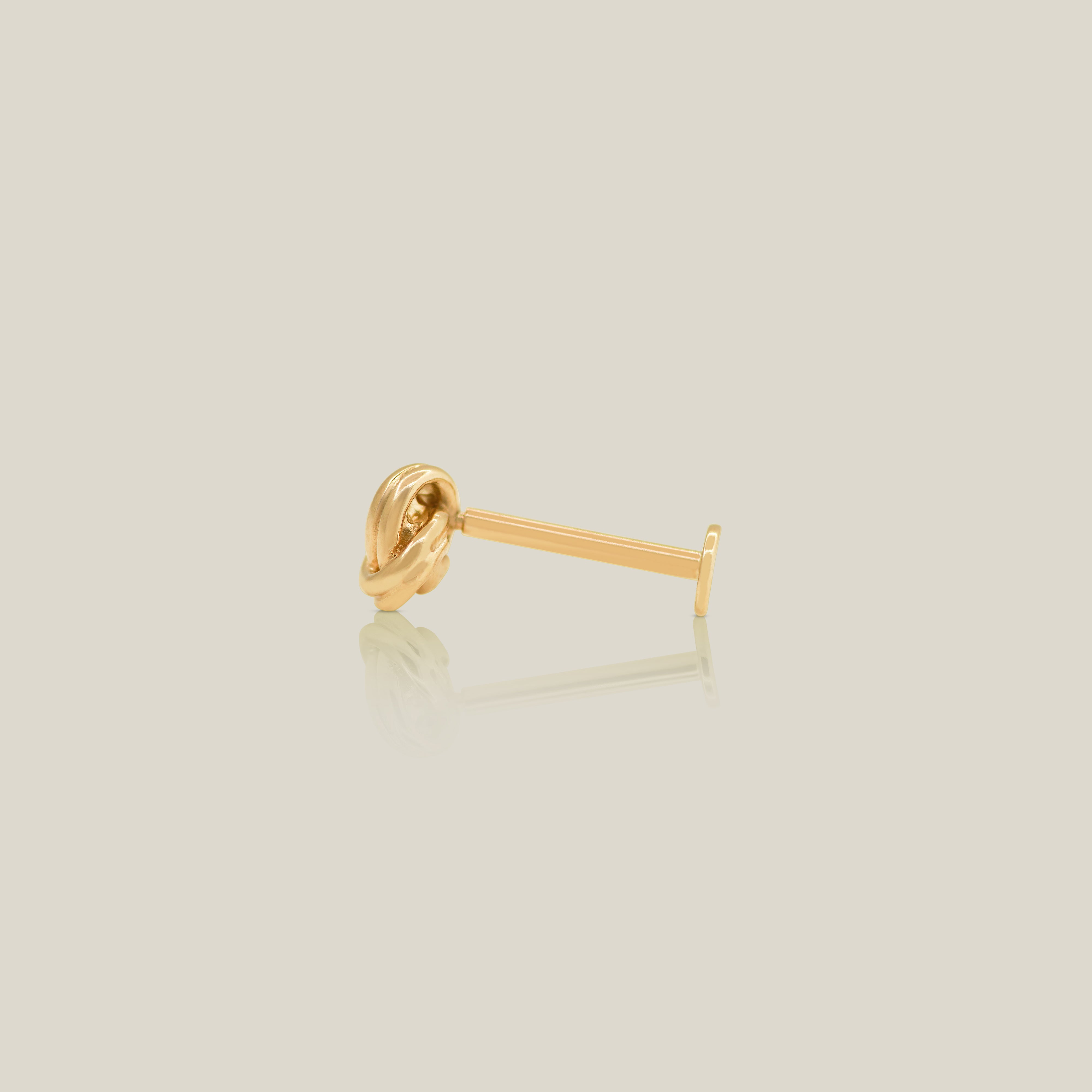 14k Solid Gold Love Knot Stud Piercing Earring