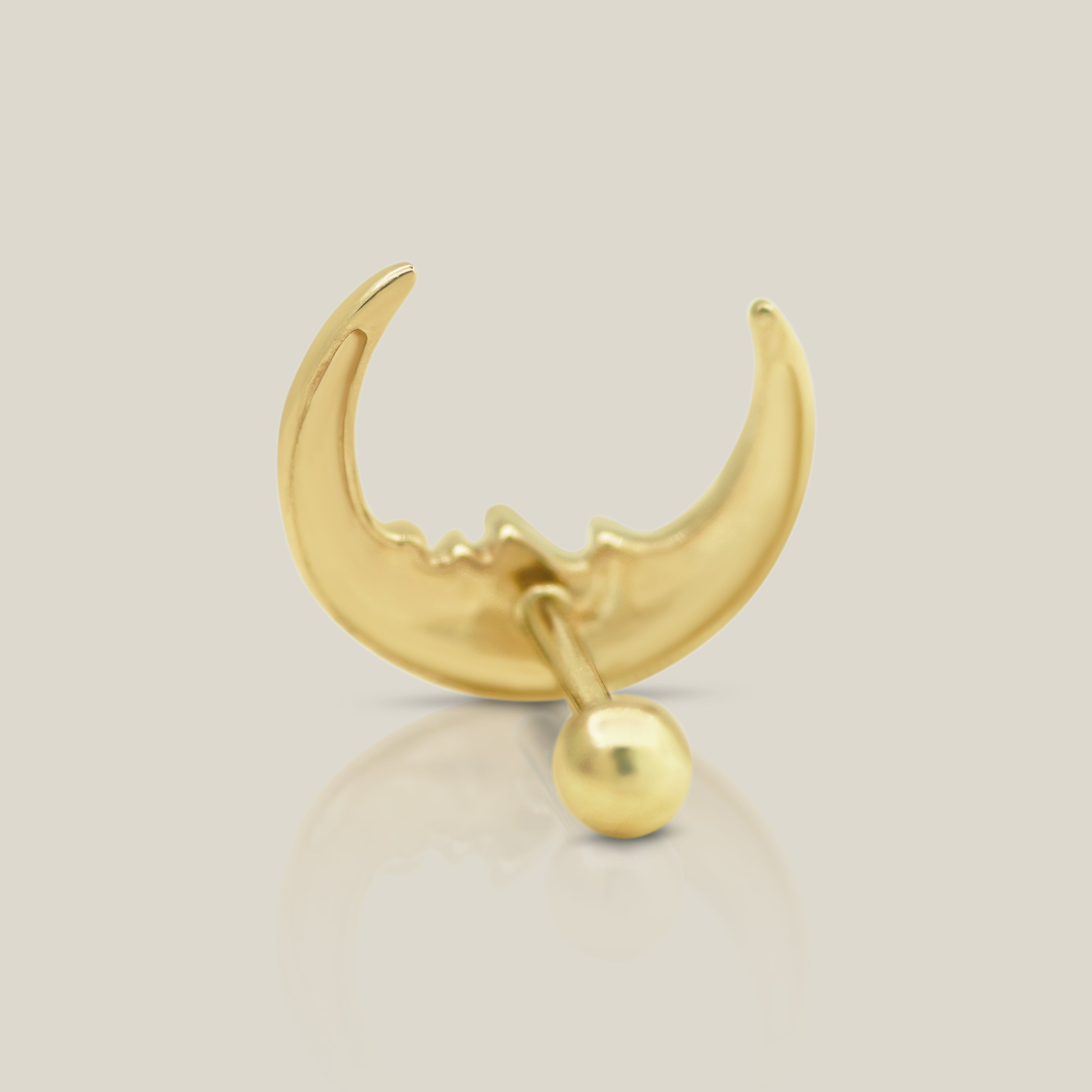 Crescent Moon Face Stud - Anygolds