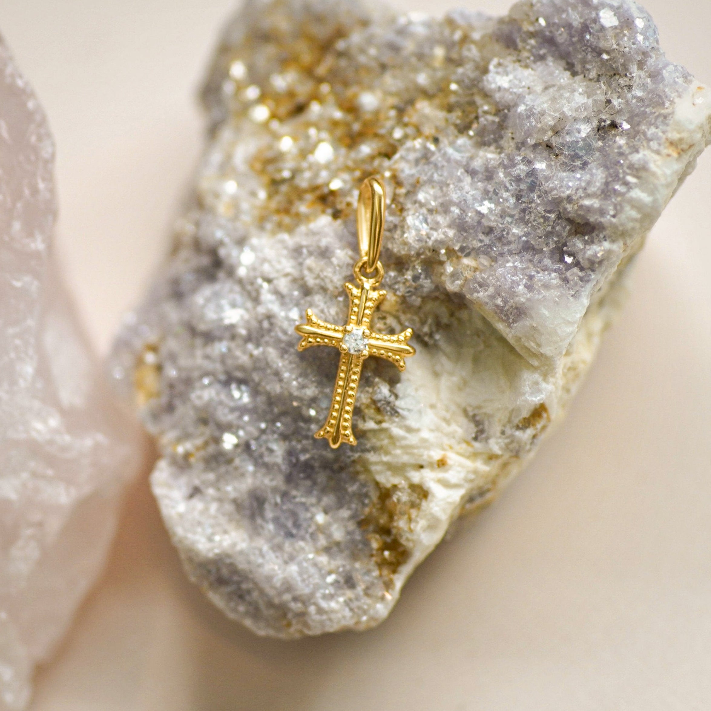 Diamond Gothic Cross Pendant - Anygolds