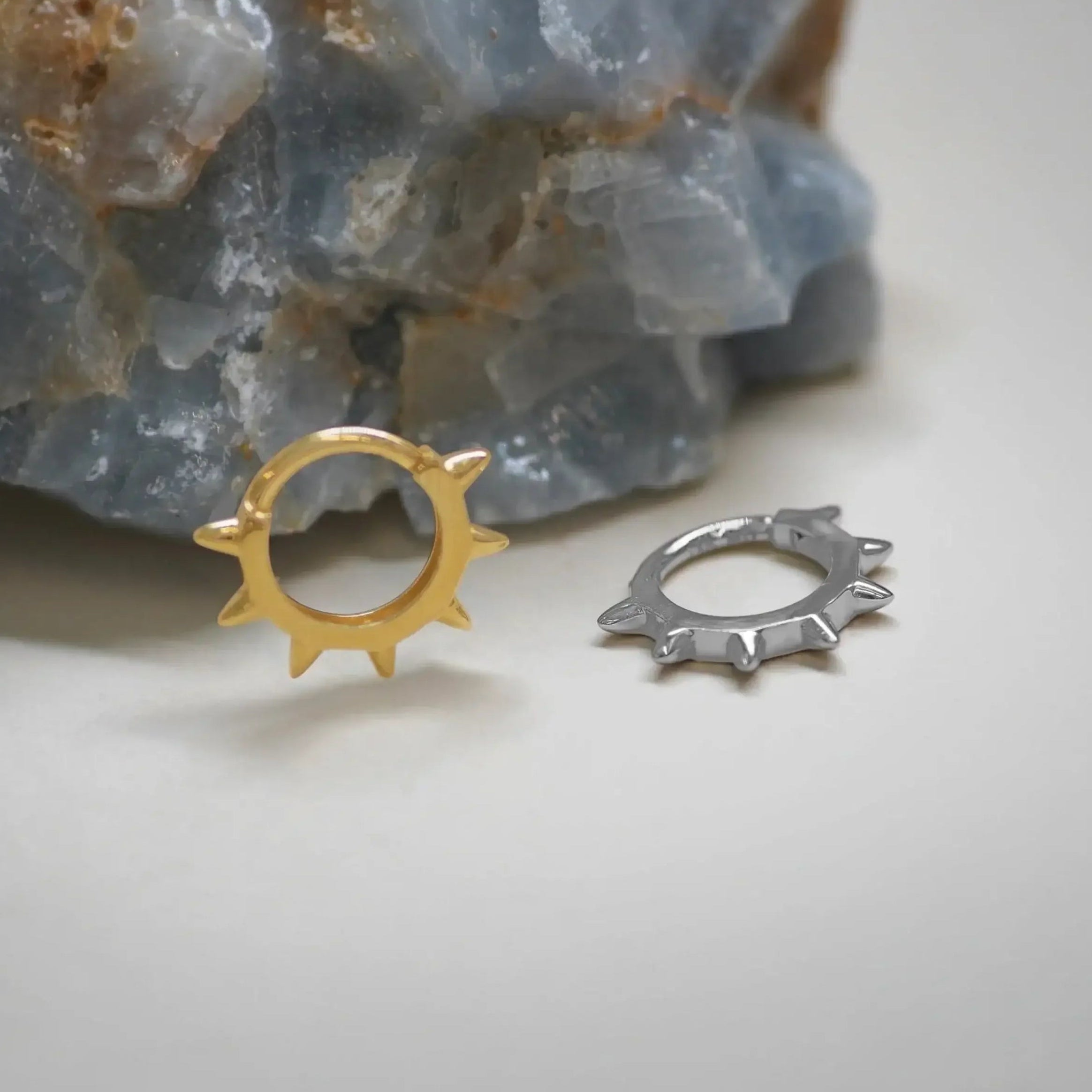 14K Solid Gold Spike Clicker Hoop – Anygolds