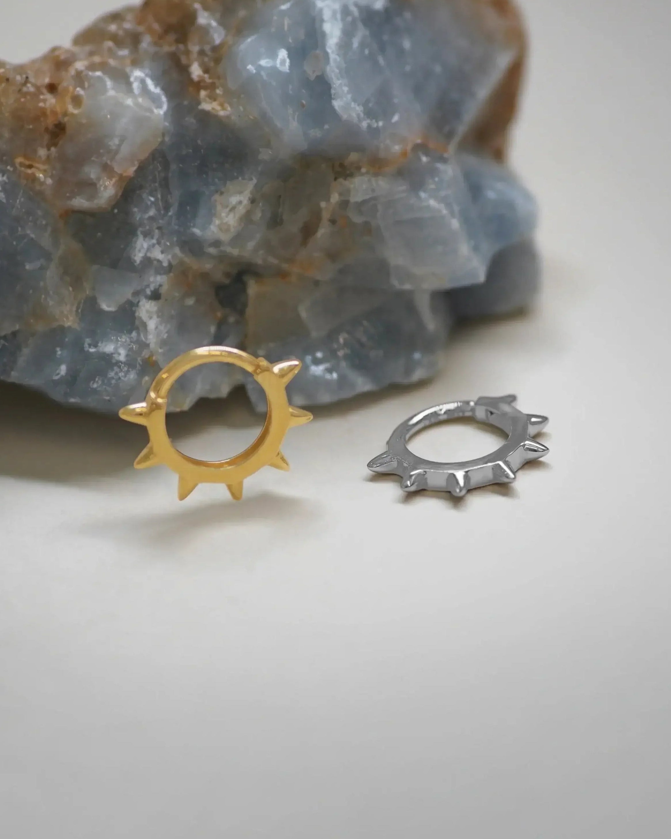 14K Solid Gold Spike Clicker Hoop – Anygolds