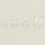 14K Solid Gold Cubic Zirconia  Square Screw back Stud Earrings - Anygolds 