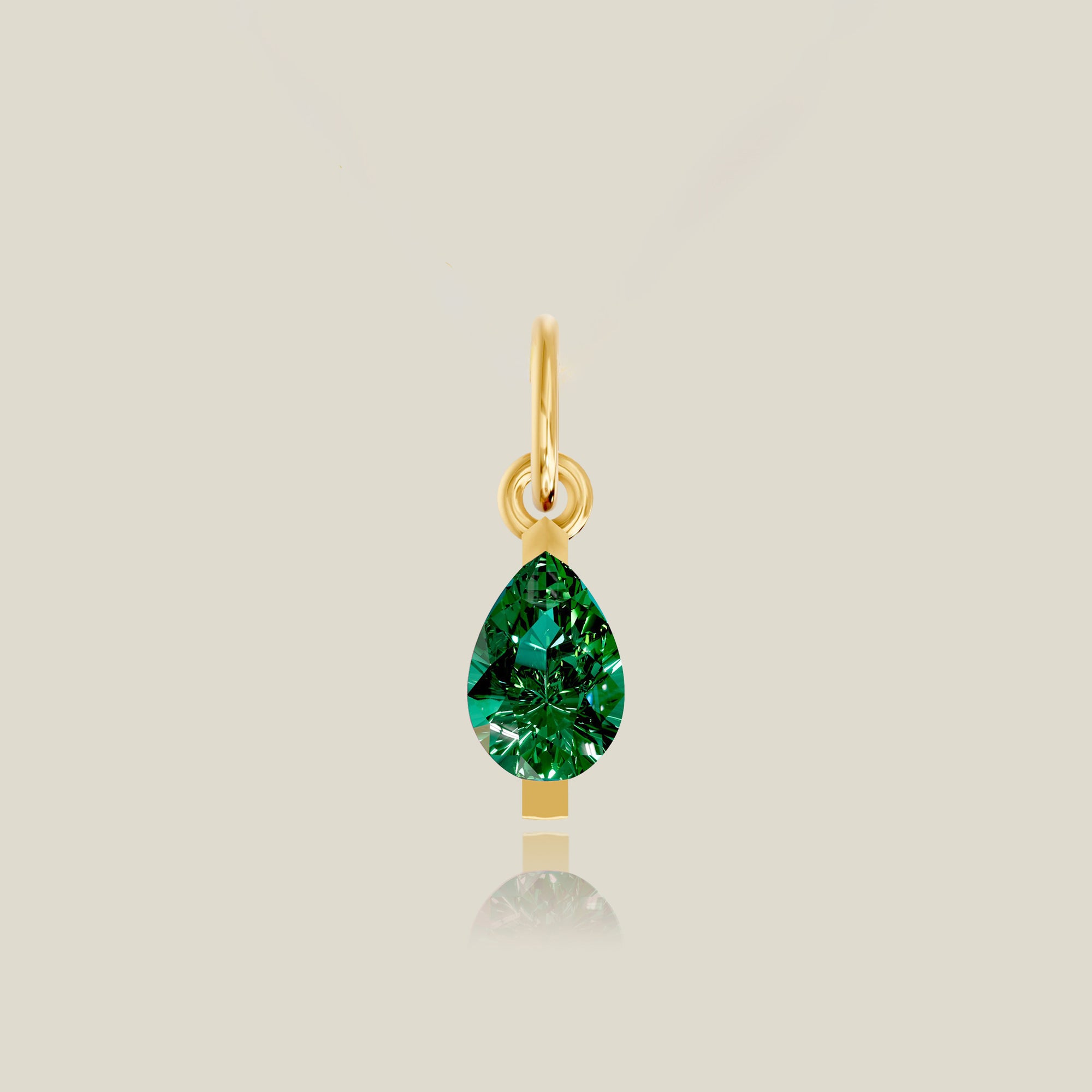 Pear Lab Grown Gemstone Charm (Ruby, Sapphire, Emerald, Pink Sapphire)