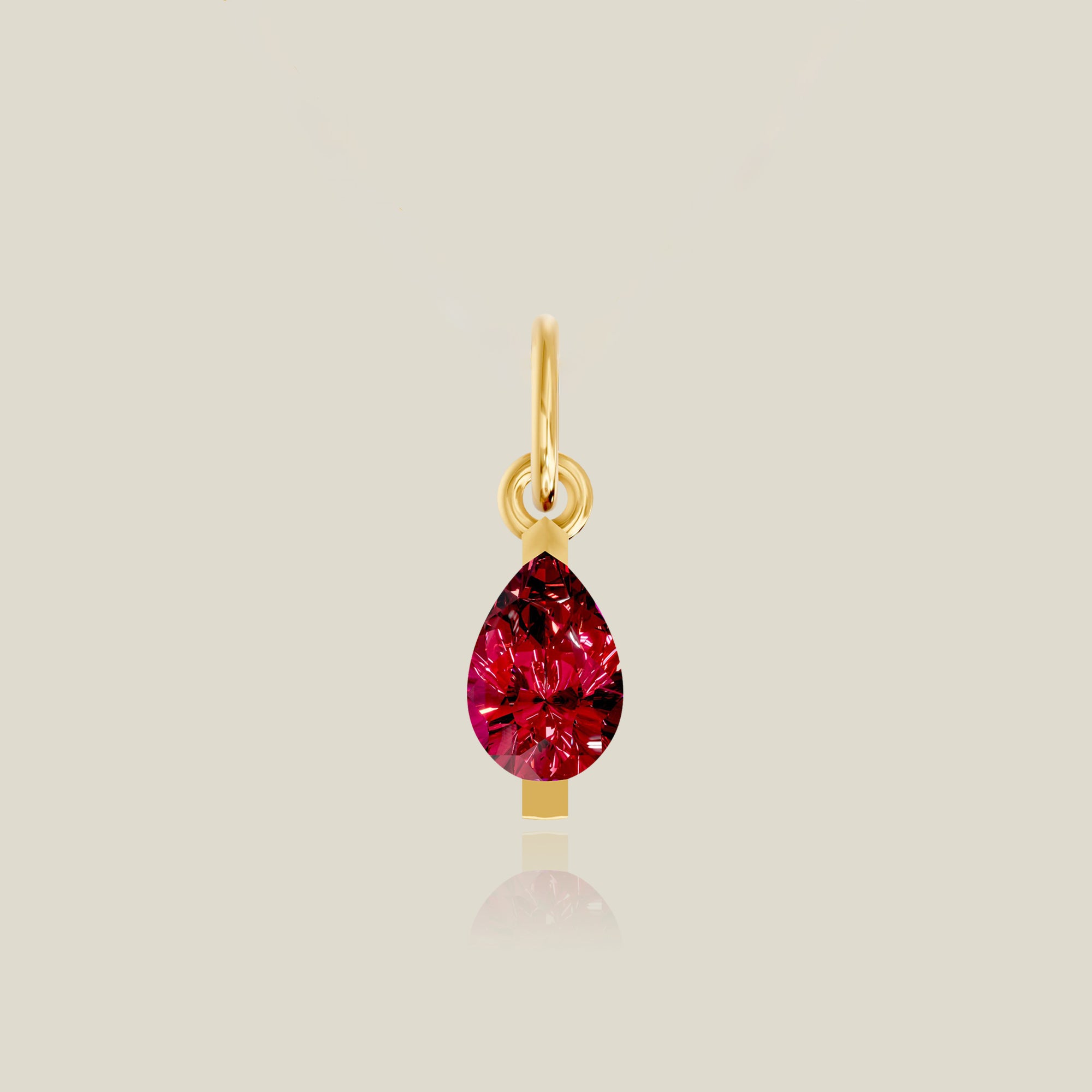 Pear Lab Grown Gemstone Charm (Ruby, Sapphire, Emerald, Pink Sapphire)