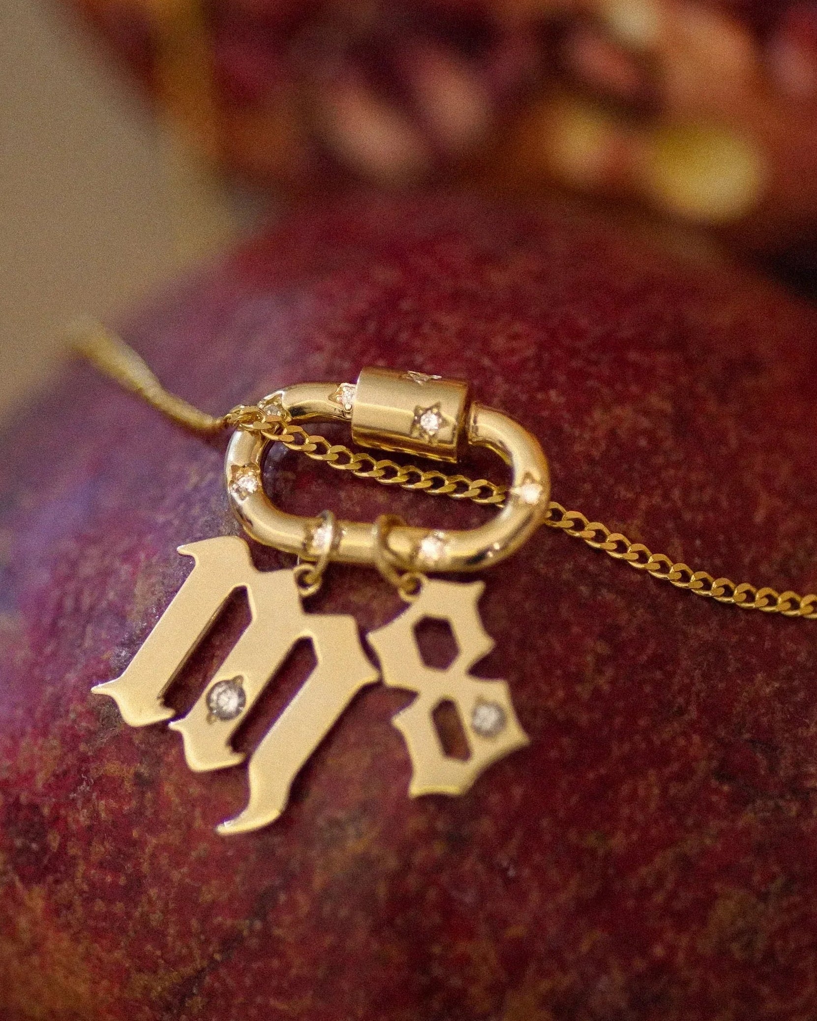 14K Solid Gold Diamond Carabiner Charm Connector – Anygolds