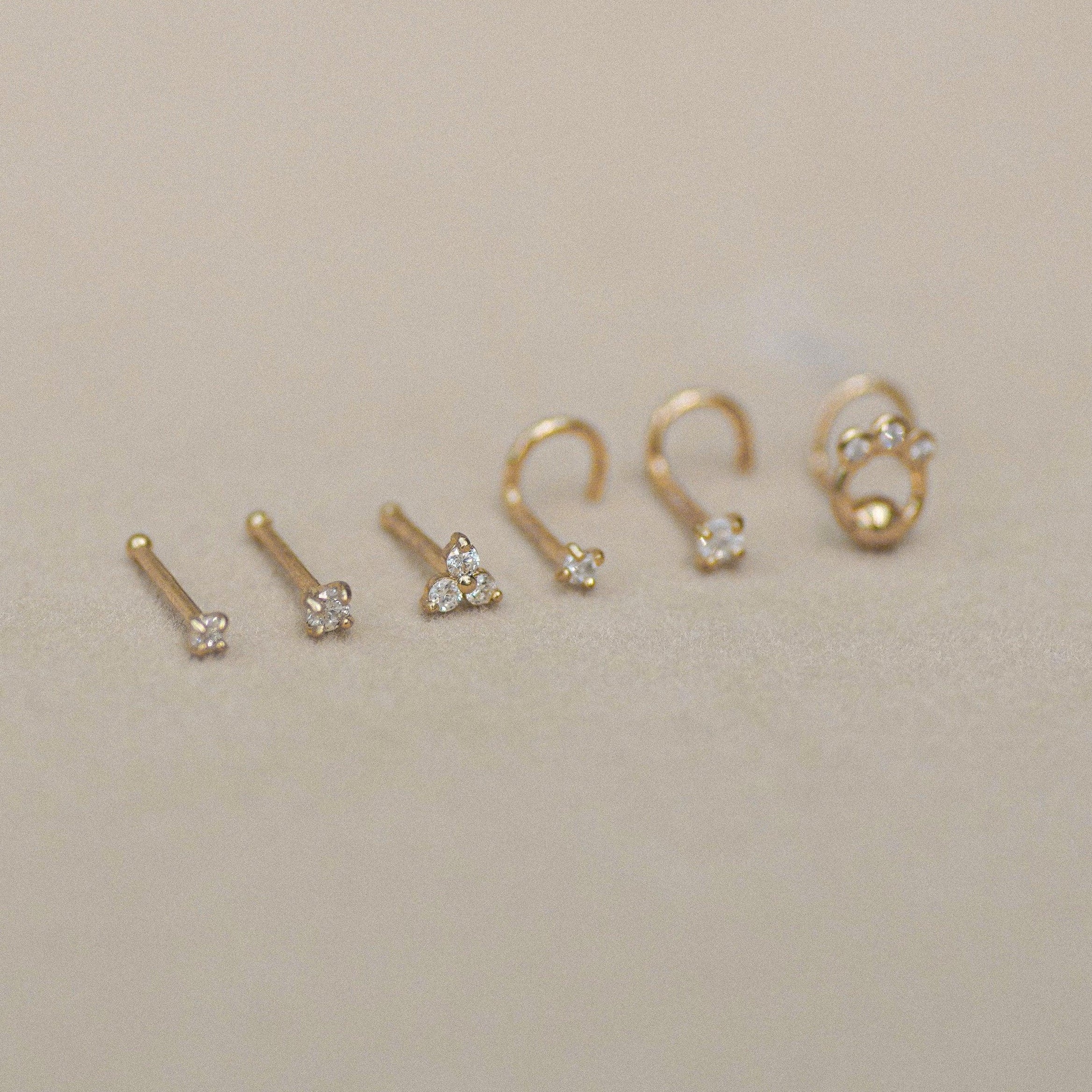 14K Solid Gold Diamond Nose Stud – Anygolds