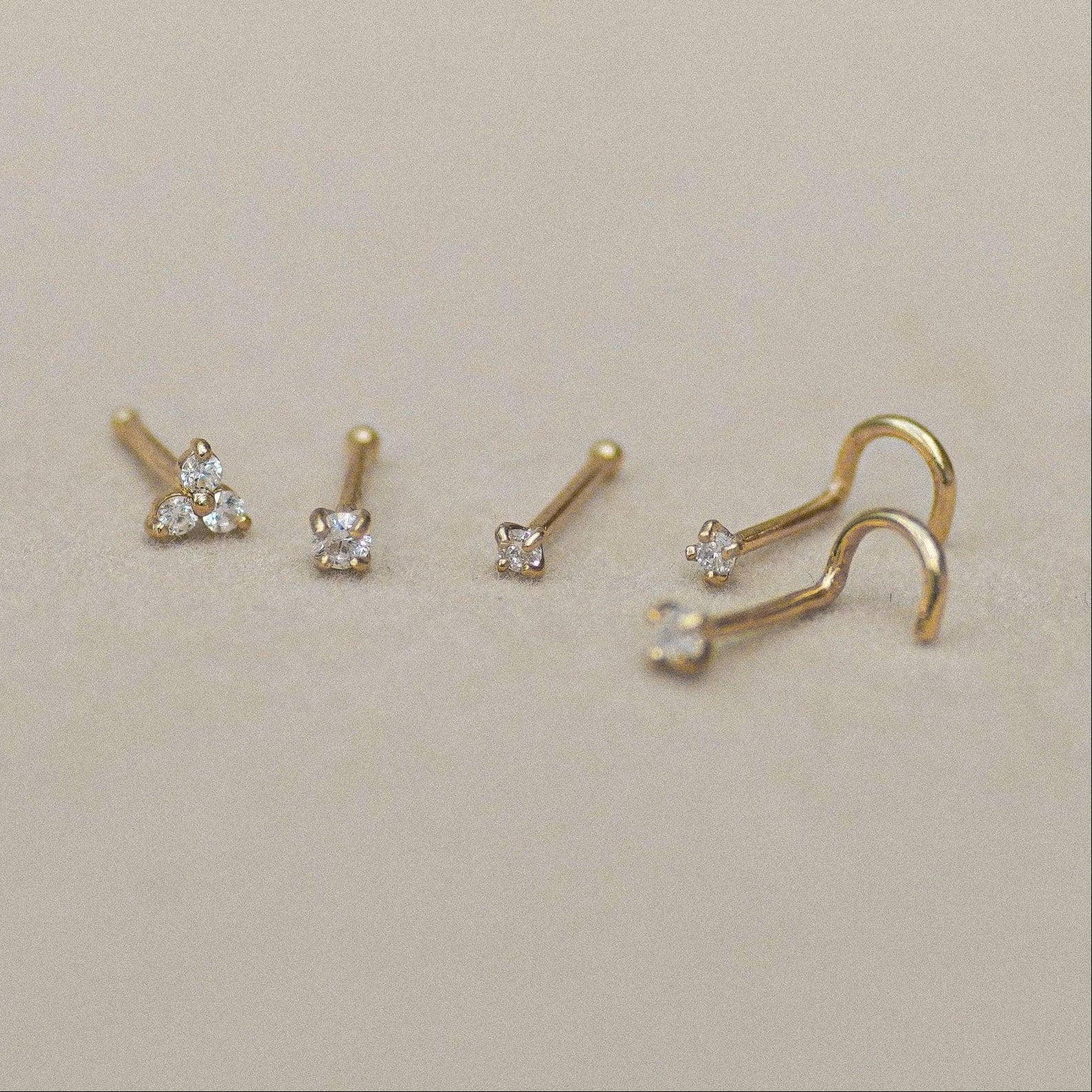 14K Solid Gold Diamond Nose Stud – Anygolds