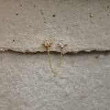 Twin Star Chain Double Stud Earring