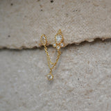 Ornate Drop Chain Double Stud Earring