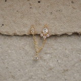 Ornate Drop Chain Double Stud Earring