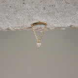Curved Bar & Triangle Charm Stud