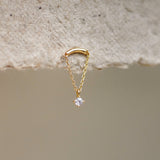 Curved Bar & Round Charm Stud