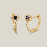 Diamond Evil Eye Hoop Earrings - Anygolds