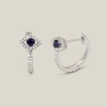 Diamond Evil Eye Hoop Earrings - Anygolds