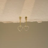 Diamond Heart Chain Drop Earrings
