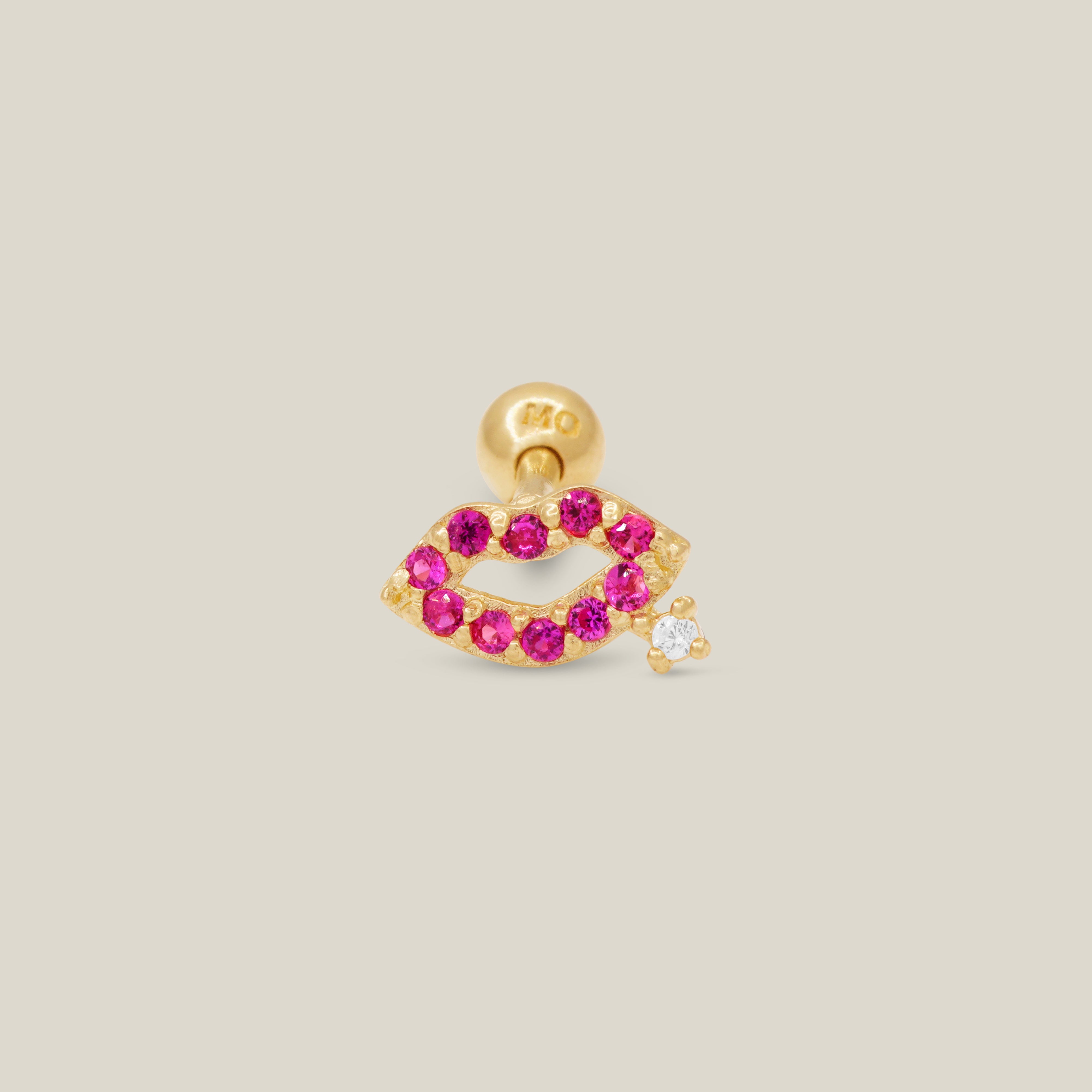 Ruby Lip CZ Stud - Anygolds