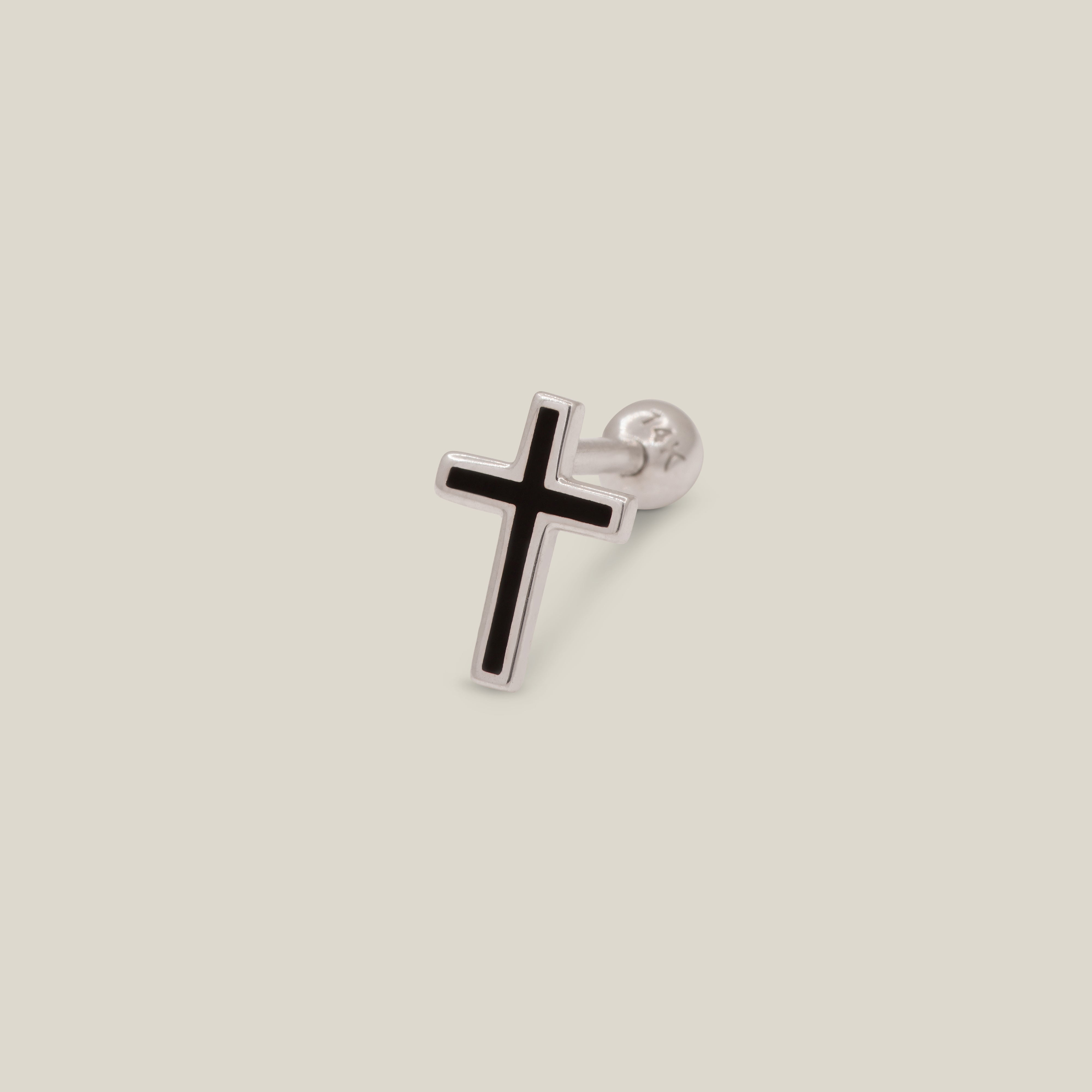 Black Cross Stud Piercing - Anygolds