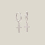 Mini Plain Cross Dangle Drop Earrings - Anygolds